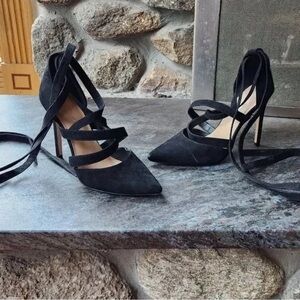 Aldo Black Suede Strappy Heels
